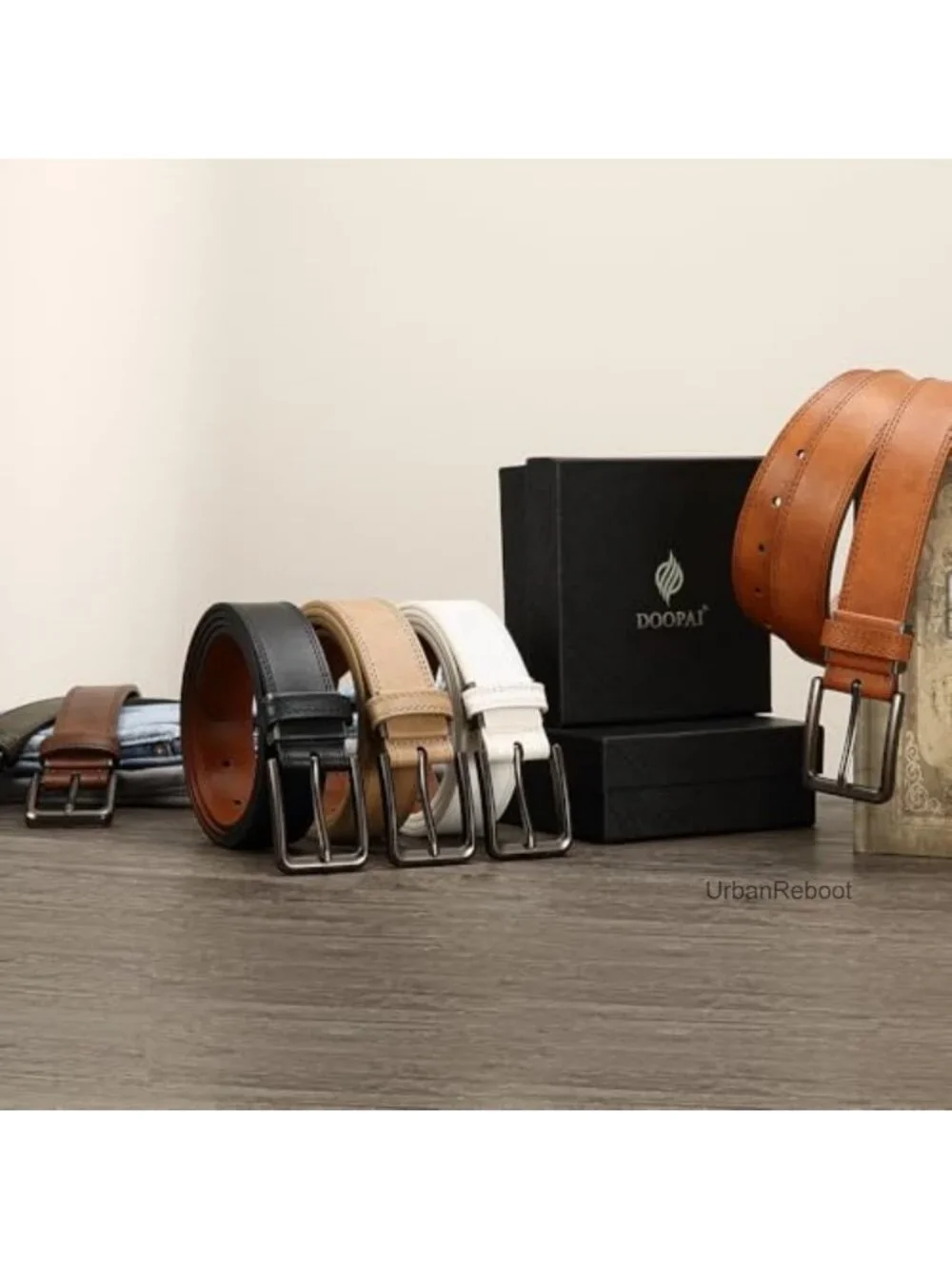 Men's Genuine Cowhide Leather Dress Belt 1 3/8